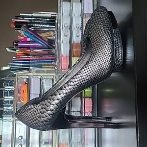 Silver and Black Heels NWOT